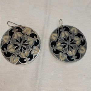 Black, White, and Silver Statement Earrings